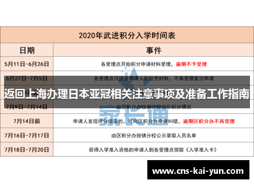返回上海办理日本亚冠相关注意事项及准备工作指南